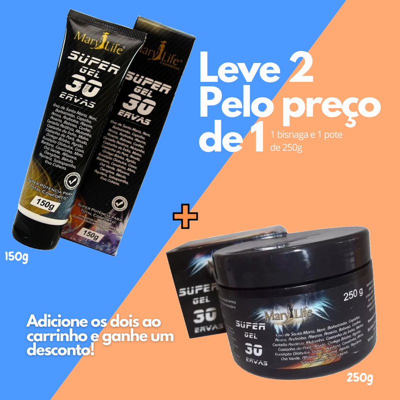 Super Gel 30 Ervas Massageador 150g Marylife Para Dores - Embalagem Bisnaga