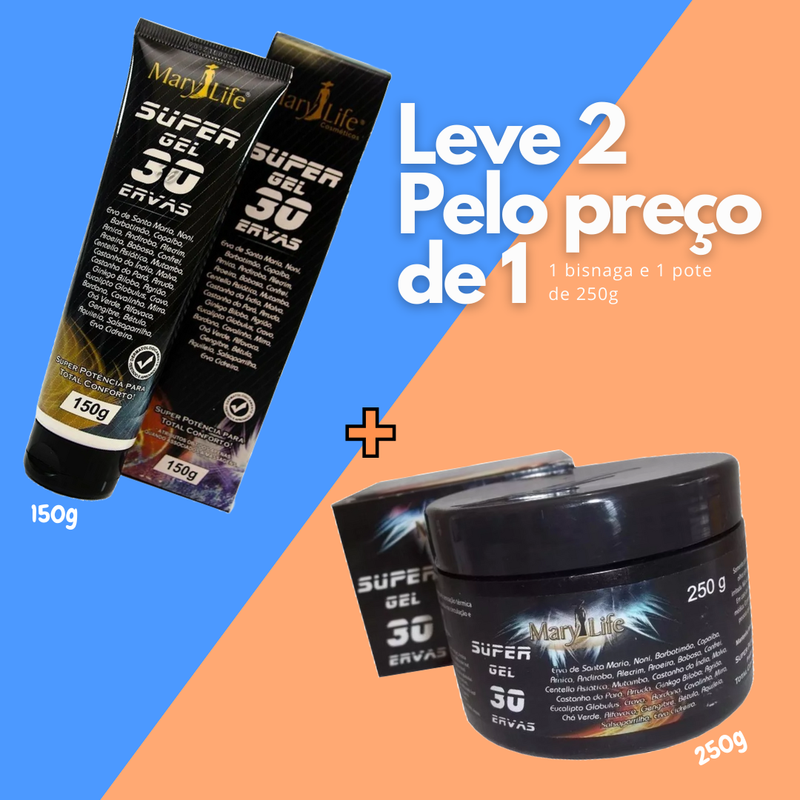 Combo Super Gel e Bisnaga Gel 30 Ervas