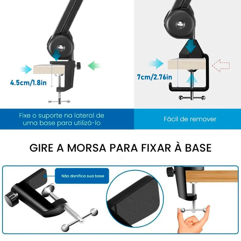 Suporte de mesa para microfone ajustável