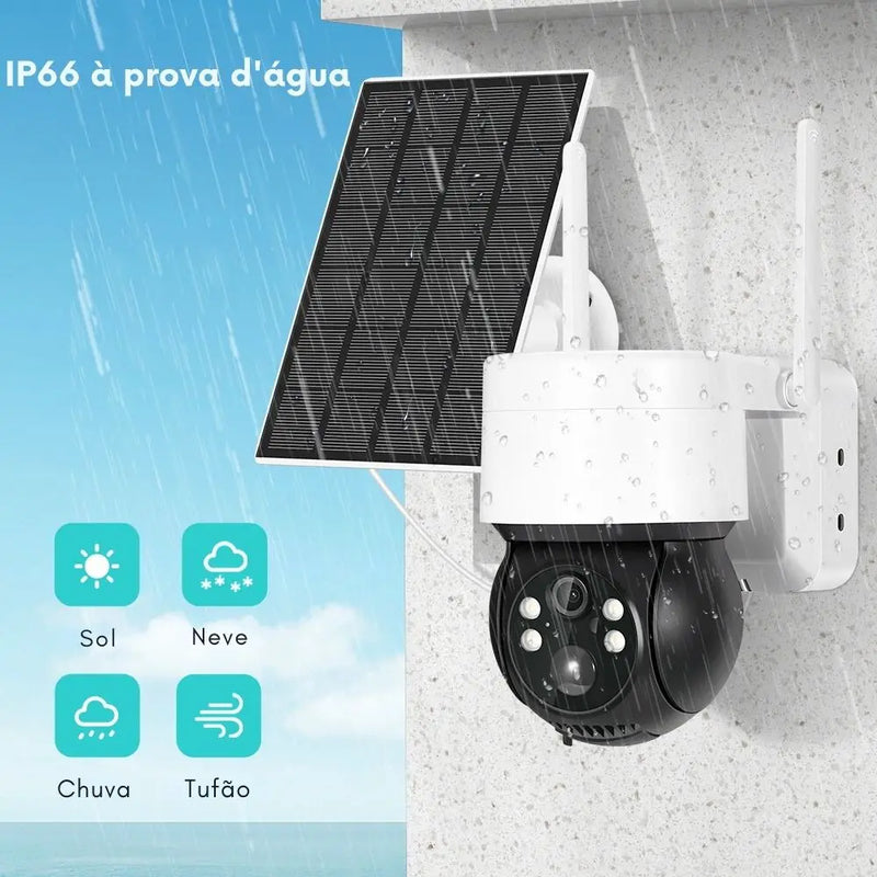 Câmera de Segurança Solar Externa, Visão Noturna, 360°, a prova d´água IP65, Wifi/4G