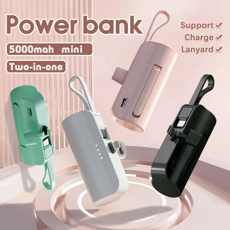 Mini Power Bank Portátil 5000mAh 2 em 1 - BatteryMax