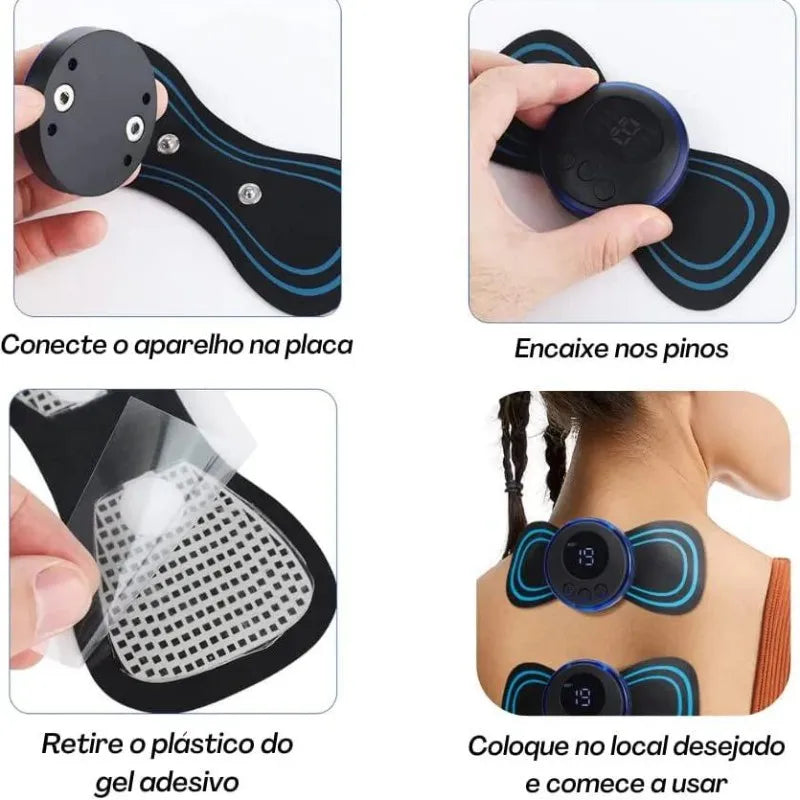 Mini Massageador Elétrico Portátil de Estimulação - Alívio Muscular