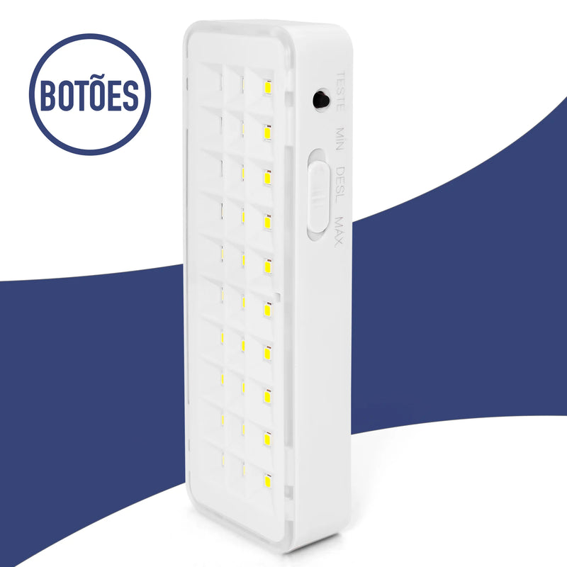 Luminária de Emergência com 30 LEDS - Bateria Recarregável, Bivolt