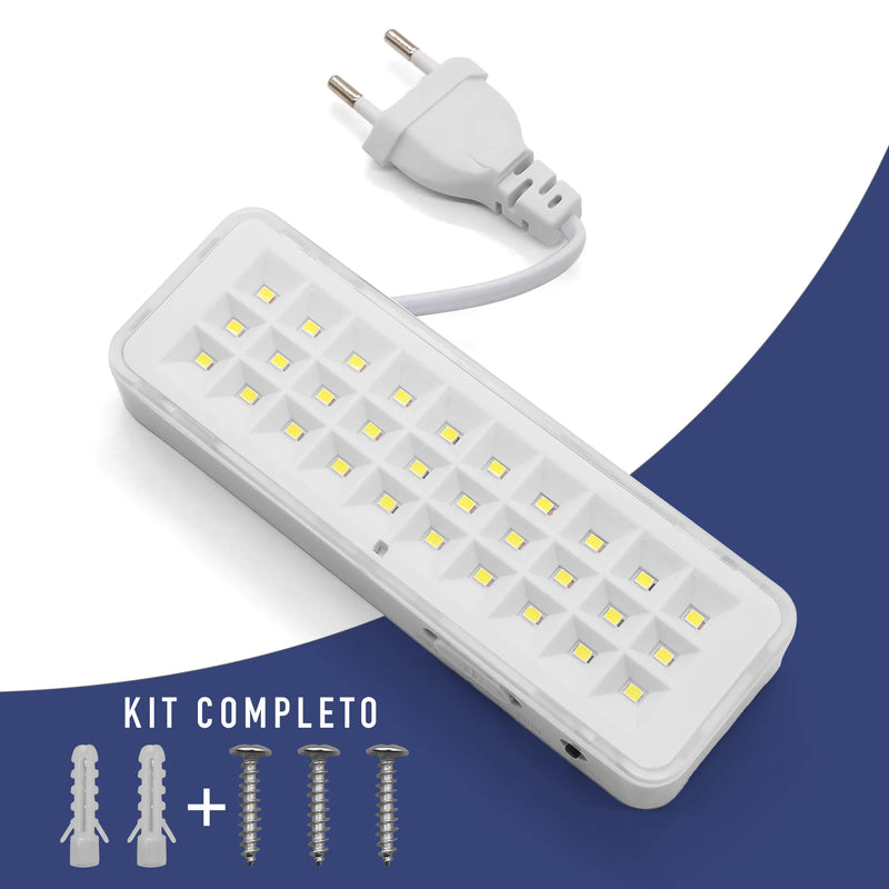 KIT 3 Luminárias de Emergência - 30 LEDS, Recarregável e Bivolt