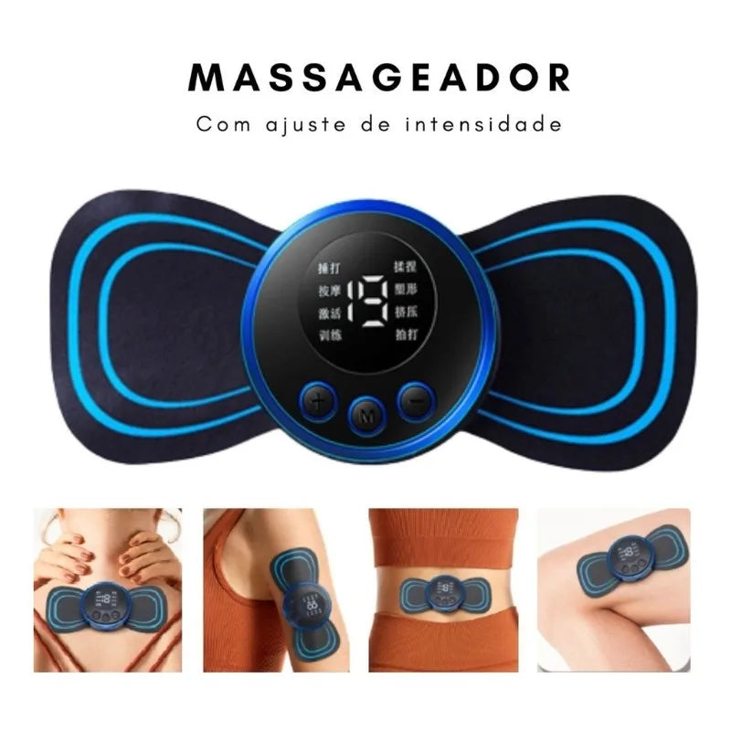 Mini Massageador Elétrico Portátil de Estimulação - Alívio Muscular