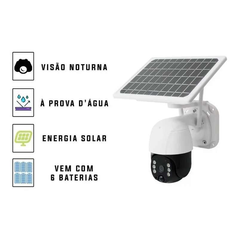 Câmera de Segurança Icsee com Painel & Bateria Solar, Wifi/4G, Ip66, Visão Noturna, Full Hd