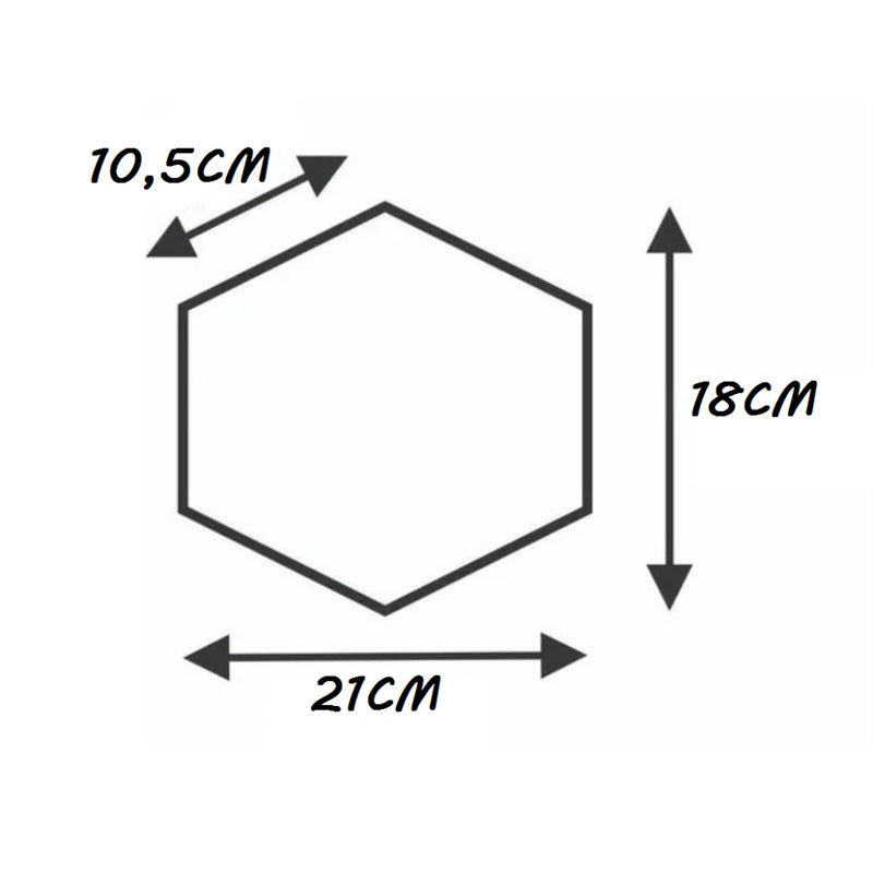 Espelho em Acrílico Hexagonal - Adesivo Decorativo  18x21cm