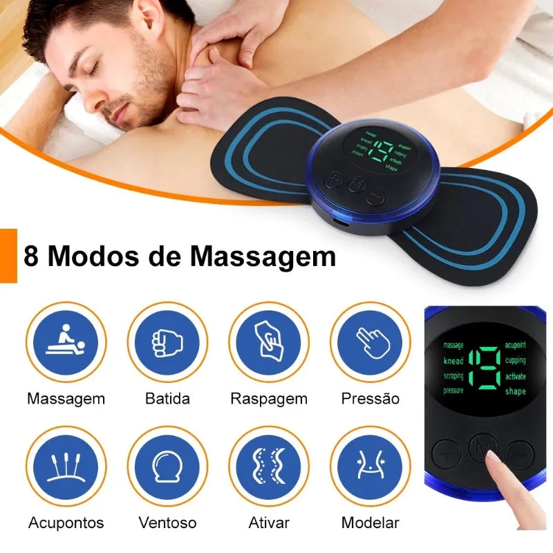 Mini Massageador Elétrico Portátil de Estimulação - Alívio Muscular