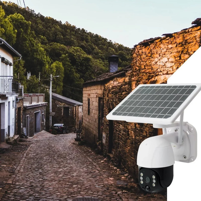 Câmera de Segurança Icsee com Painel & Bateria Solar, Wifi/4G, Ip66, Visão Noturna, Full Hd