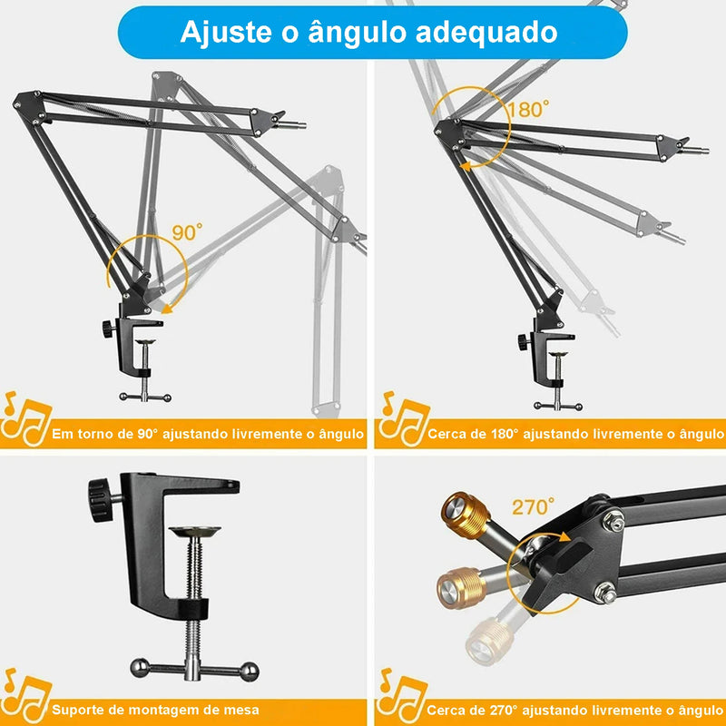 Suporte de mesa para microfone ajustável