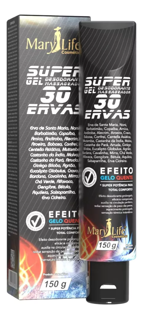 Super Gel 30 Ervas Massageador 150g Marylife Para Dores - Embalagem Bisnaga