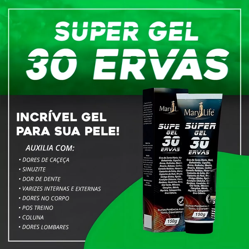 Super Gel 30 Ervas Massageador 150g Marylife Para Dores - Embalagem Bisnaga