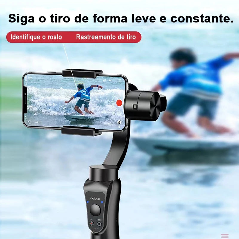 Gimbal Estabilizador Portátil de 3 Eixos com Tripé de Aderência para Celular