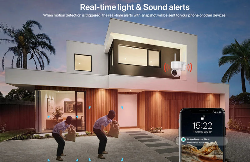 Câmera de Segurança Solar Externa, Visão Noturna, 360°, a prova d´água IP65, Wifi/4G