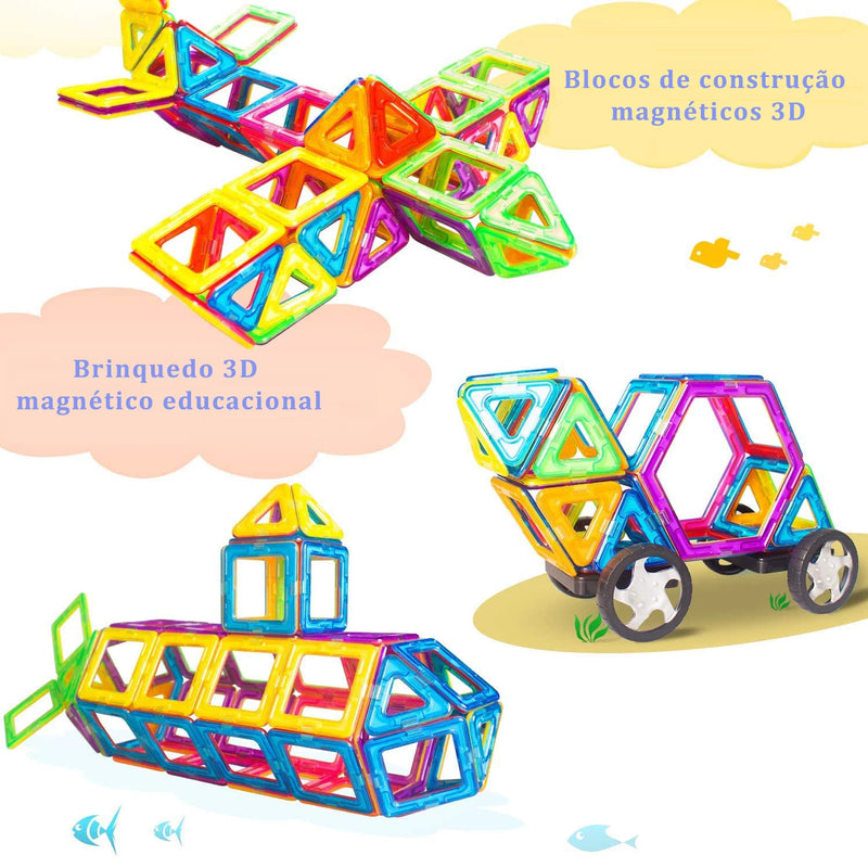 Blocos Magnéticos 120PCS - Brinquedo Montessori