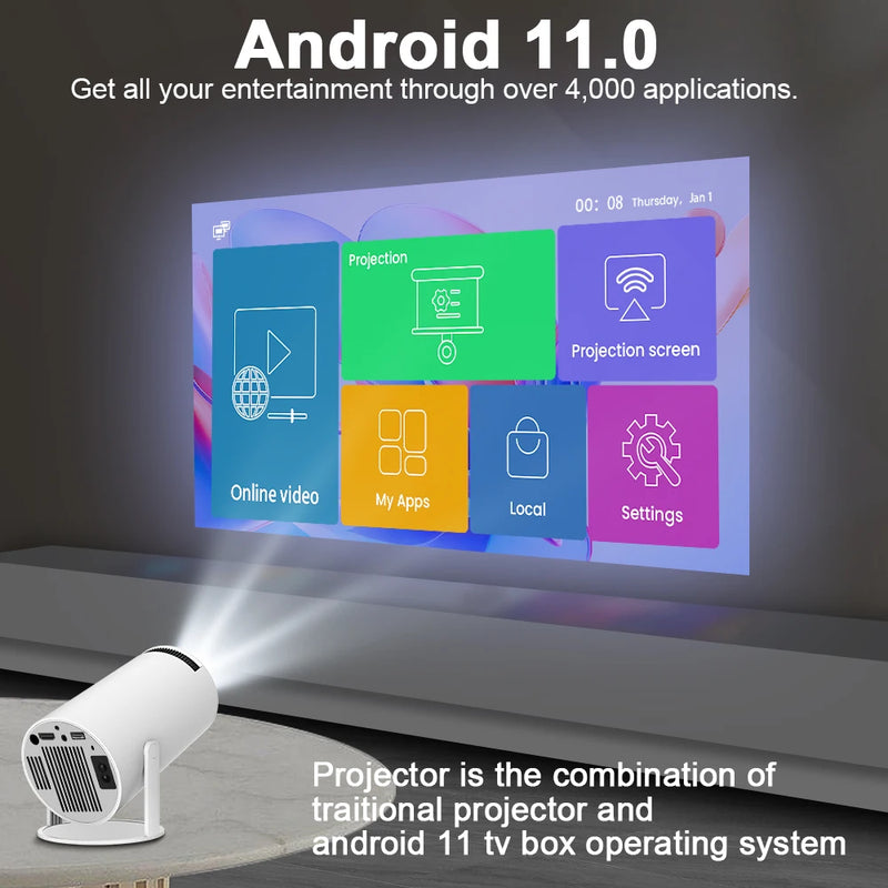 Projetor Magcubic - Android 11 4K WiFi 6 Allwinner BT5.0 260ANSI 1280*720P