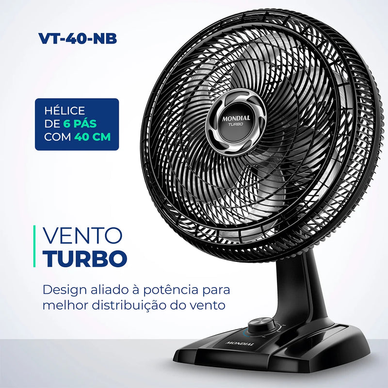 Ventilador de Mesa Mondial - 40cm Turbo com 6 pás - VT-40-NB 127V