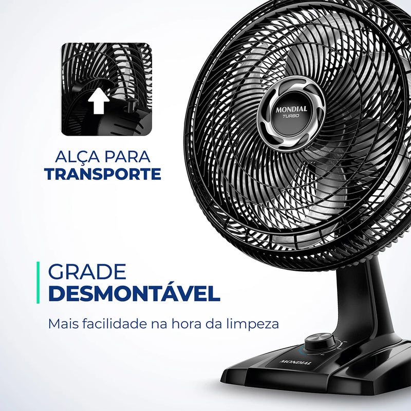 Ventilador de Mesa Mondial - 40cm Turbo com 6 pás - VT-40-NB 127V